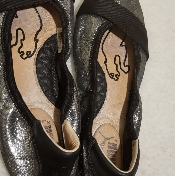 Rare Puma Rhythm Shine Ballet Flat Flexible Sole Silver Black Flexible Sole 6. - Picture 4 of 6